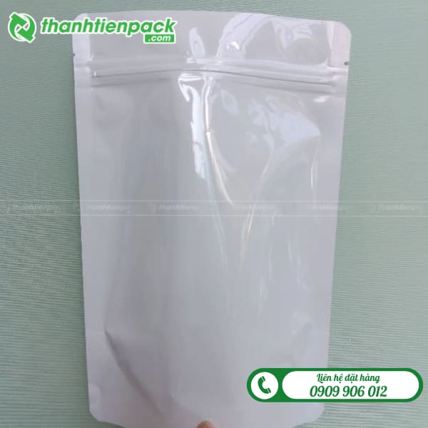 Túi zip trắng một mặt trong suốt